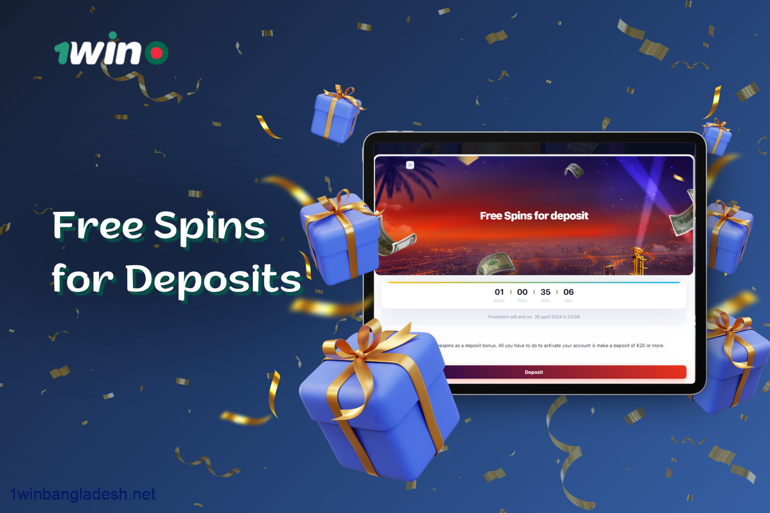 1win gives players from Bangladesh free spins for deposits