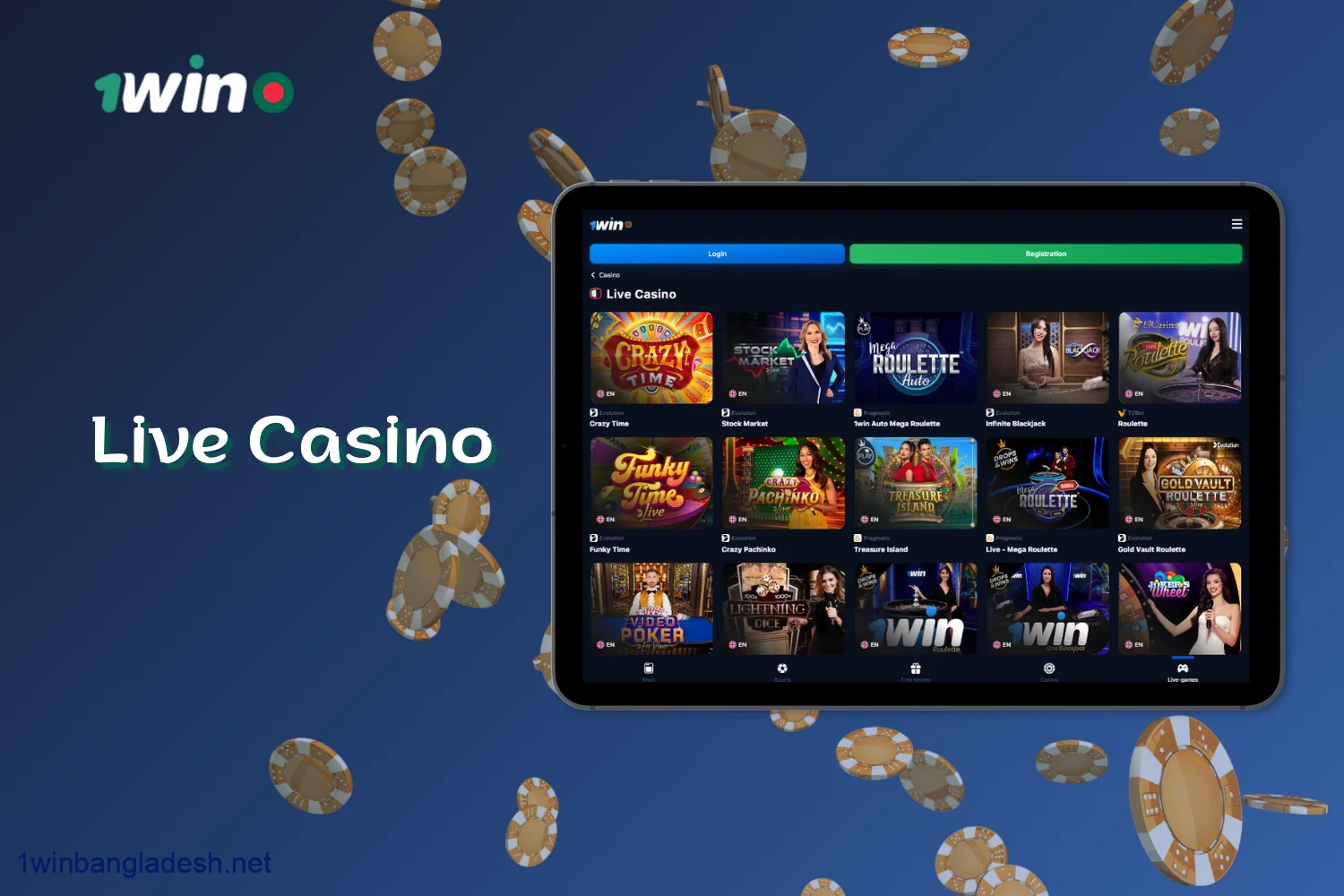 1win offers Bangladesh players a wide range of Live Dealers Casino software in the Live Casino section