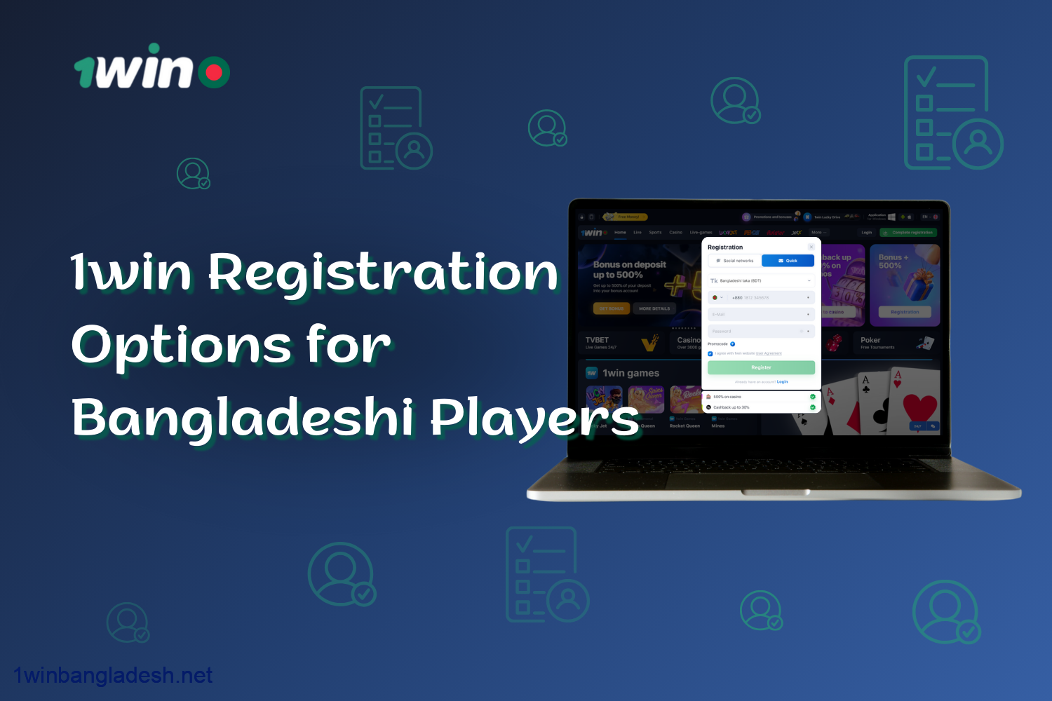 1win offers registration options for players from Bangladesh